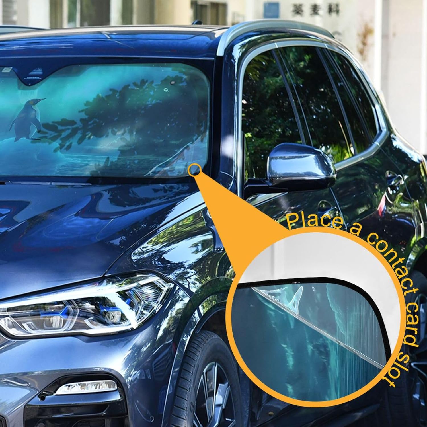 Car Windshield Sunshade Penguins Ice Print Sun Visor for Car Block Heat and Sun UV Rays Large