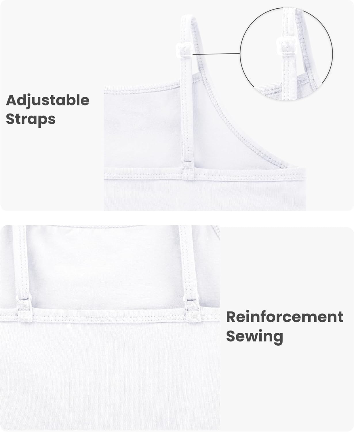 Auranso Girls Undershirts Toddler Cami Camisole Adjustable Straps Sleeveless Cotton Tank Tops for Girls - Image 5