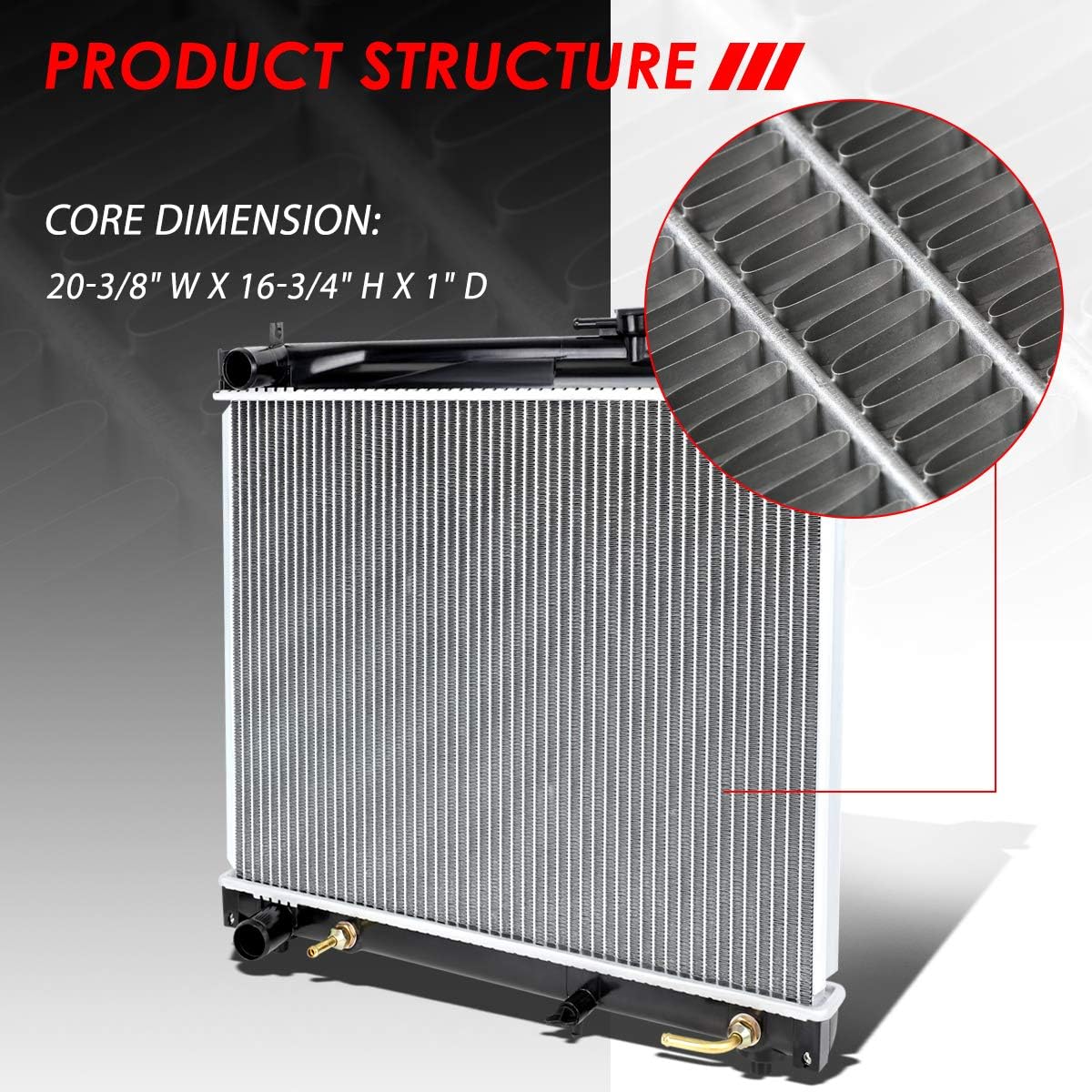 Auto Dynasty Radiator Compatible with 1996-2004 Chevy Tracker Suzuki Grand Vitara Sidekick AT, 196 Inches Core DPI 2087 Factory Style 1-Row Cooling Radiator, Aluminum Core