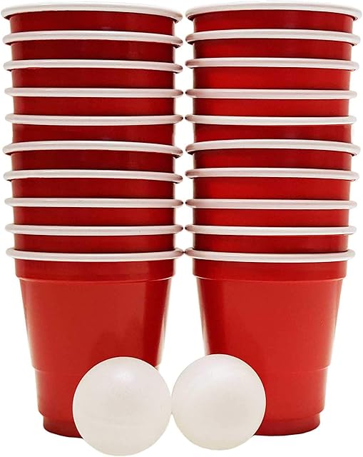 DIVCHI Mini Red 20 Pcs Cups Plastic Disposable Shot Glasses and Party Shooter Pong 2 Ball