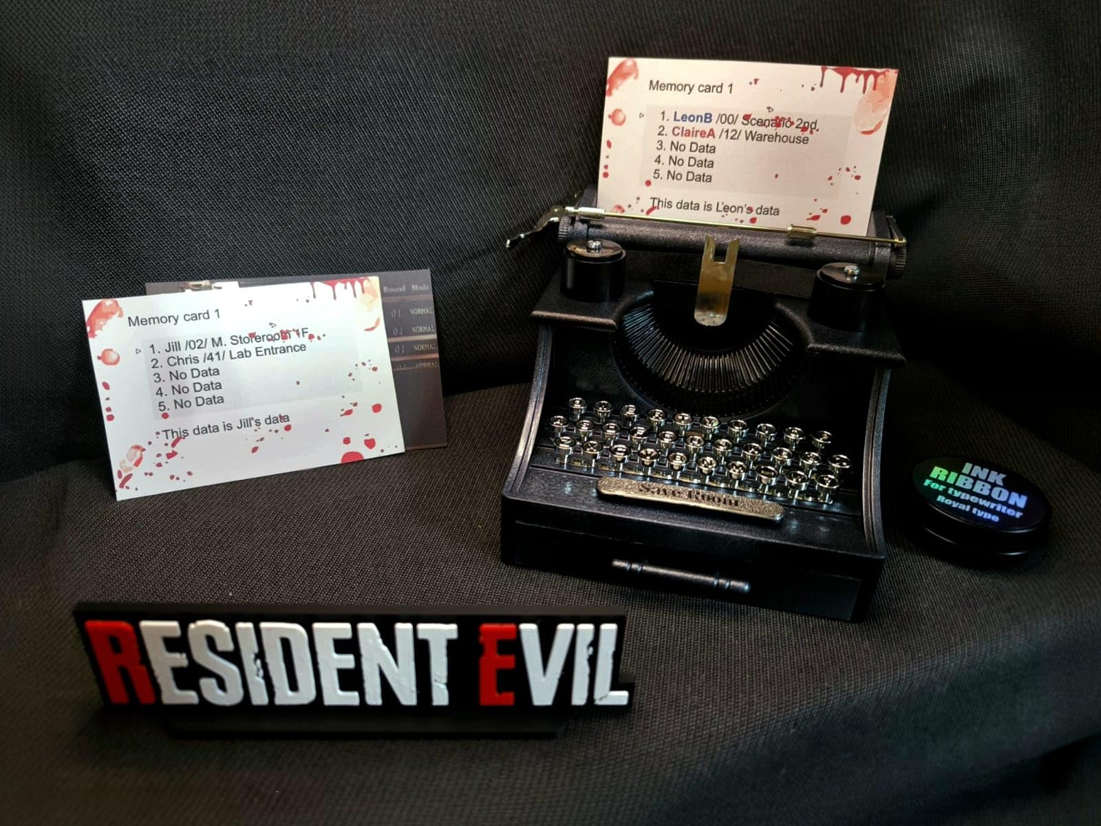 Réplique de boîte à musique Resident Typewriter avec thème Save Room, compartiment de rangement et étui à ruban encreur