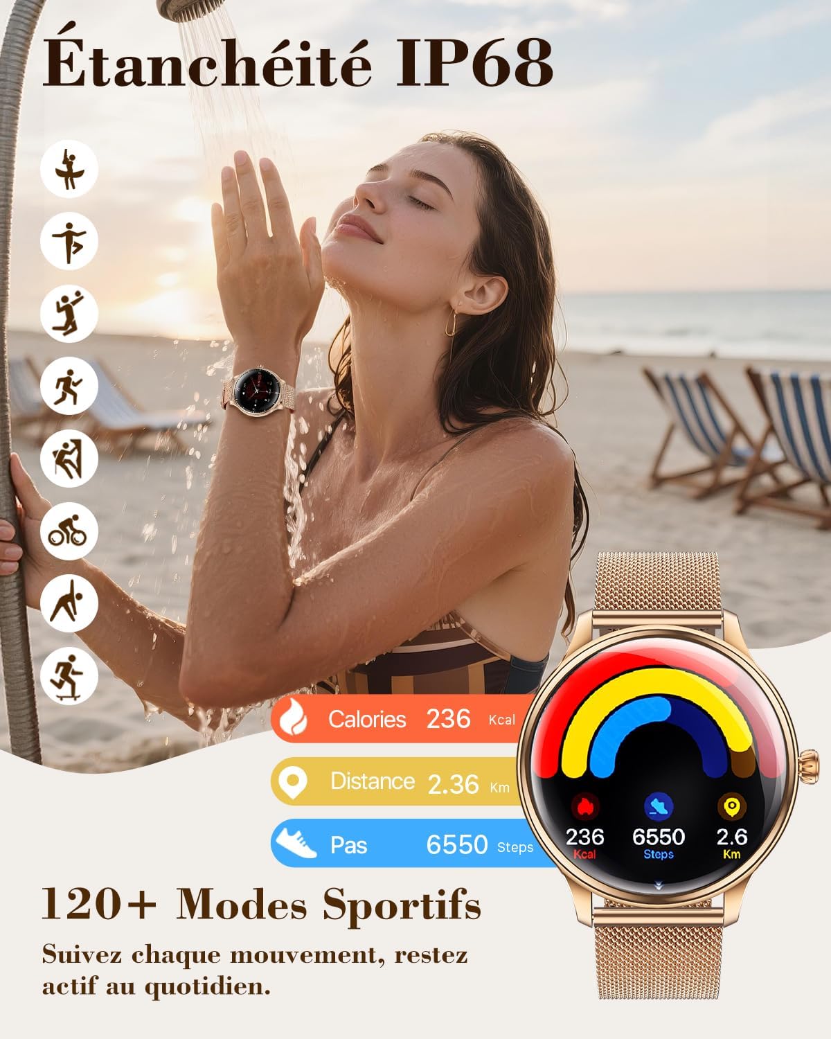 WalkerFit A37 Smartwatch with IP68 water resistance and sports tracking features.