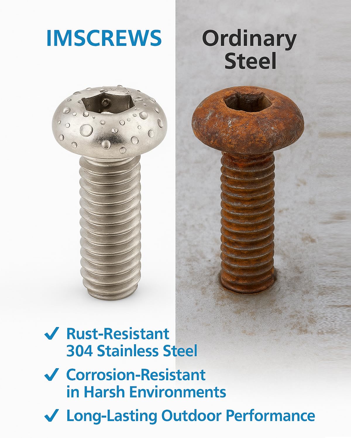 IMScrews 1/4"-20 x 2 Button Head Socket Cap Screws, 304 Stainless Steel, Hex Allen Drive, 25-Pack