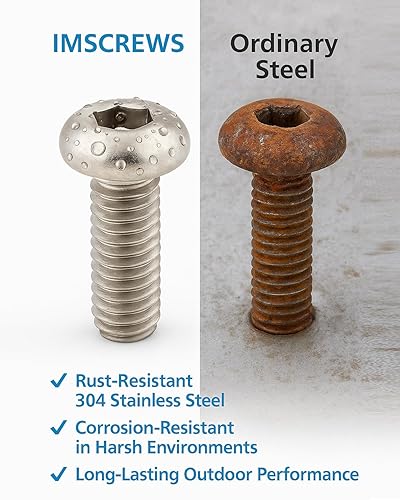 Miniatura 10 de IMScrews Tornillos de cabeza de botón de 14-20 x 1-12 pulgadas, acero inoxidable 304, unidad hexagonal Allen, paquete de 50