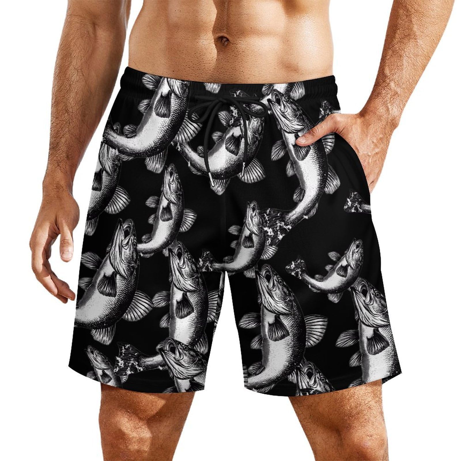 Pantalones cortos de playa de hombre bañador ligero con bolsillos y cordón 8