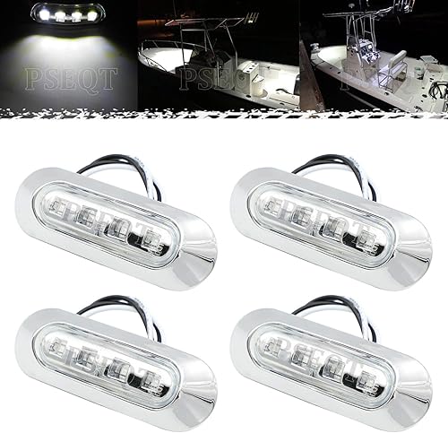 PSEQT Luces LED impermeables de 3.8 pulgadas, cortesía, interior, cubierta, navegación, travesaño, popa, iluminación de cabina para pontón, barco de