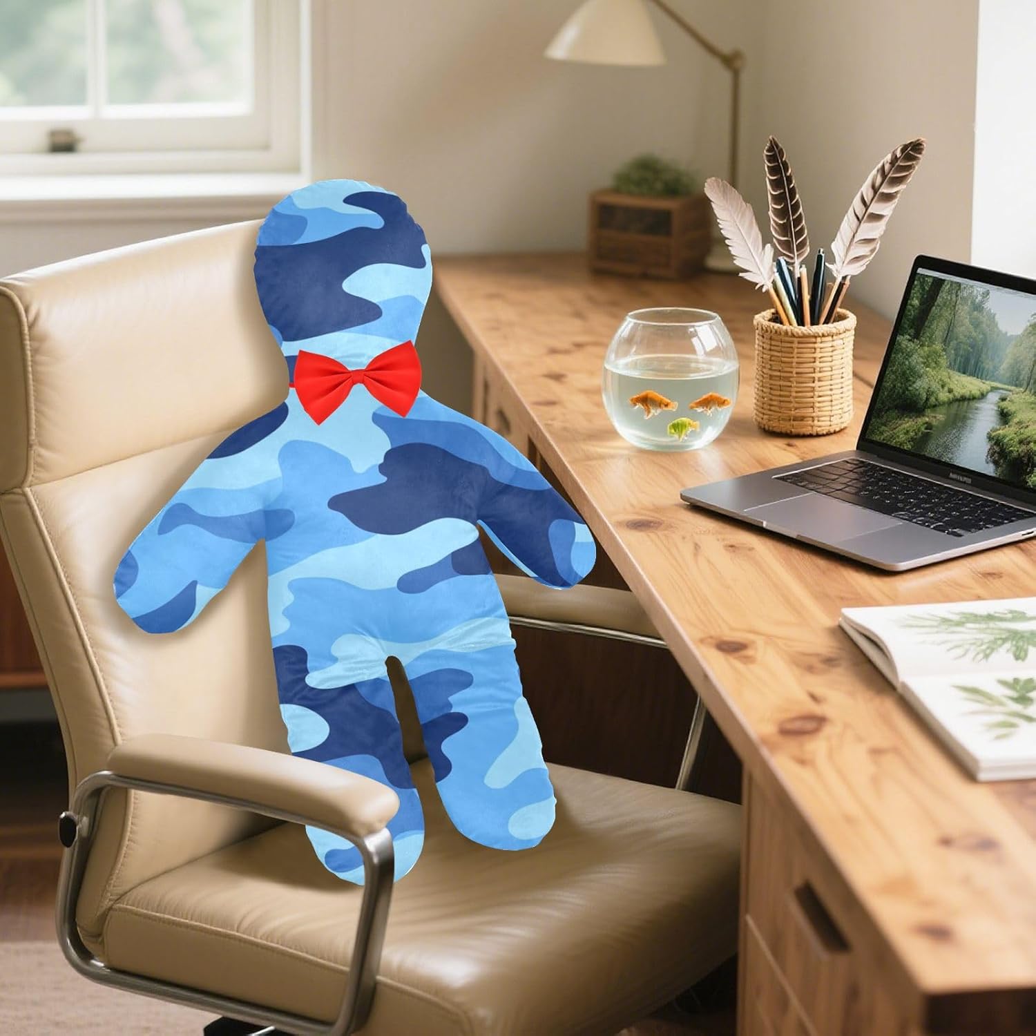 Extra Long Human Pillow Extra Long Cuddling Pillows Back Support for Kids Deep Blue Camouflage