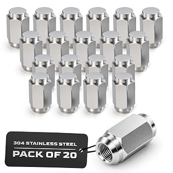 MIGHTY FASTENERS Acorn Lug Nuts, 1/2"-20 Thread, 304 Stainless Steel, Electropolished for Improved Corrosion Resistance - Ideal for Trailer Wheels - 20 Units