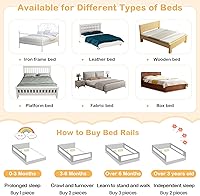 Vista 6 de BABY JOY Riel de cama para niños pequeños, 47 pulgadas de largo, altura ajustable y plegable, protector de riel de cama de bebé con bolsillo