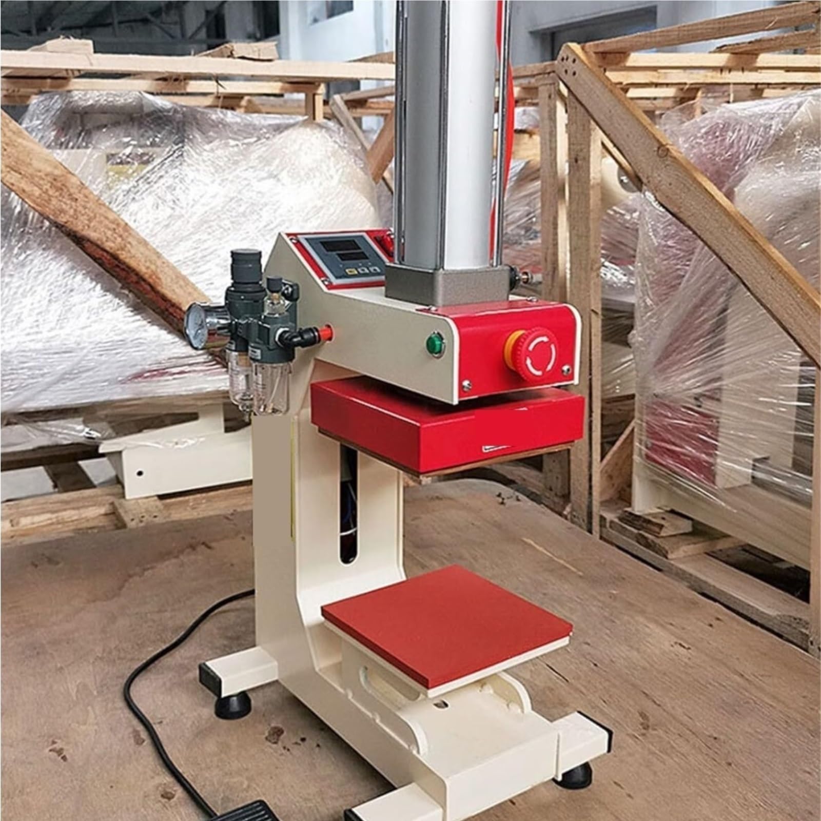 Macchina per pressatura a Caldo, Pressa di Calore, Etichettatrice A Caldo A Stazione Singola Anti-Appannamento, Etichetta per Stampa A Trasferimento Pneumatico per Borse di Tela(20 * 20cm)
