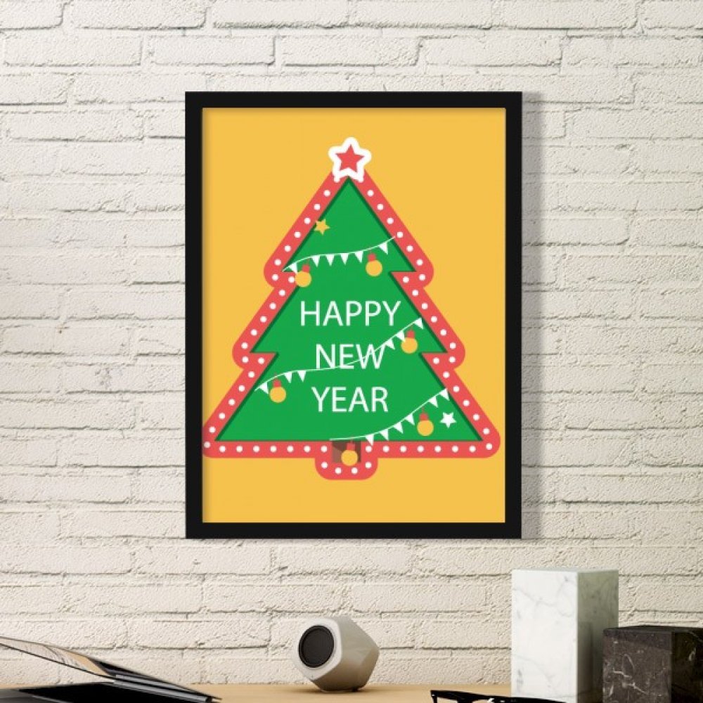 Joyeux Noël Arbre cadre photo dessin animé noir décor mural maison