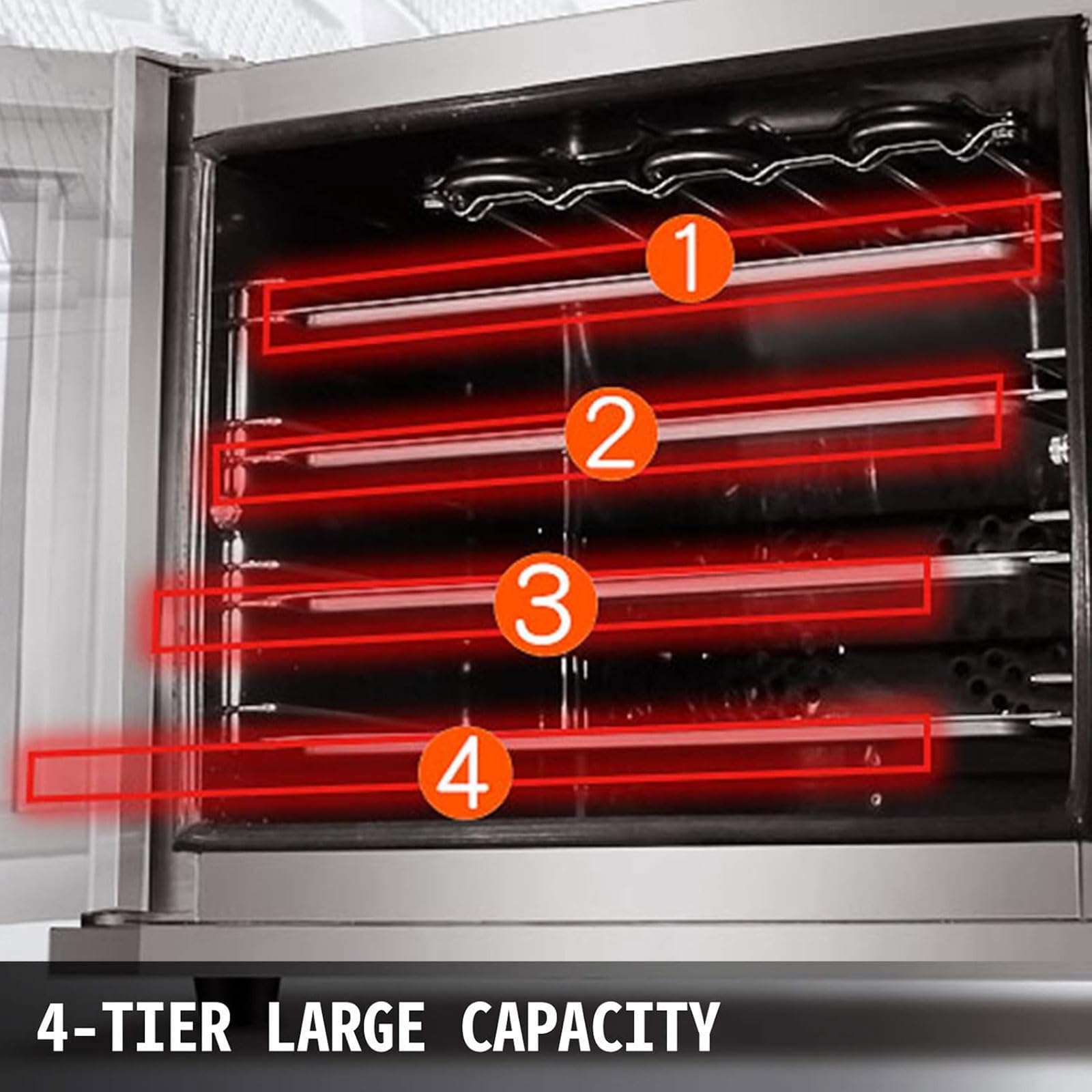 Forno a Convezione da Banco da 60 Litri, Forno Elettrico Commerciale a 4 Livelli da 4500 W con Controllo della Temperatura da 0 a 350 ℃, Pannello di Controllo Intelligente, per Pane, Anatra Arrosto