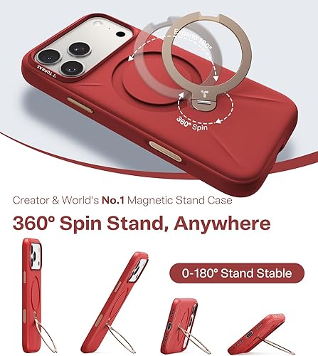 Miniatura 3 de TORRAS Q3 Silicona para iPhone 17 Pro Max Funda con Soporte, Compatible con MagSafe, Silicona Líquida Suave Agarre Cómodo, Soporte Magnético