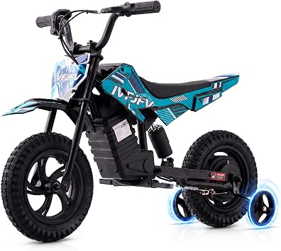 Electric Bike for Kids, 24V 2-in-1 Training Motorcycle Light Blue