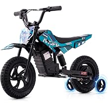 Electric Bike for Kids, 24V 2-in-1 Training Motorcycle Light Blue