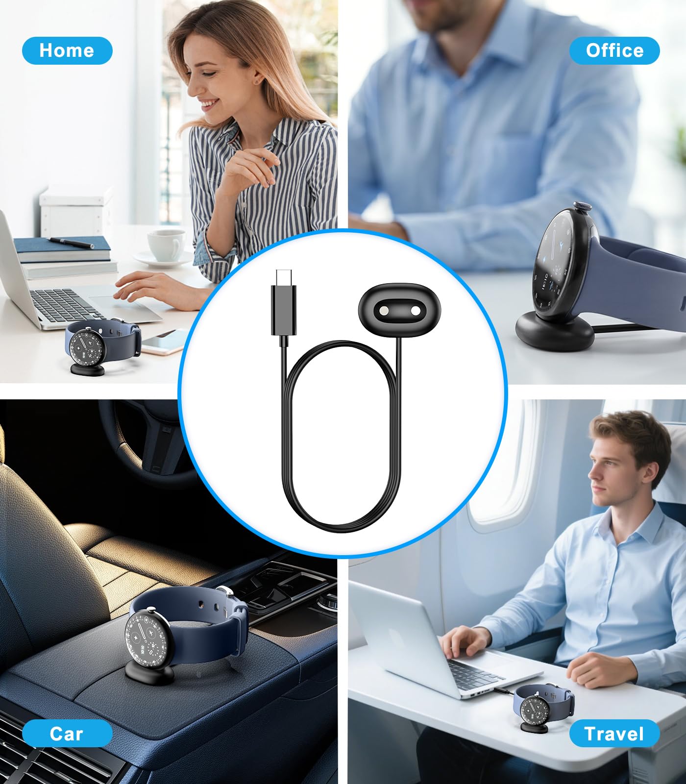TiMOVO Dock di Ricarica Compatibile con Google Pixel Watch 4 41mm/45mm, Supporto di Ricarica Rapida Magnetico Compatibile con Pixel Watch 4, Cavo di Ricarica Type-C da 3,3 piedi, confezione da 2 pezzi
