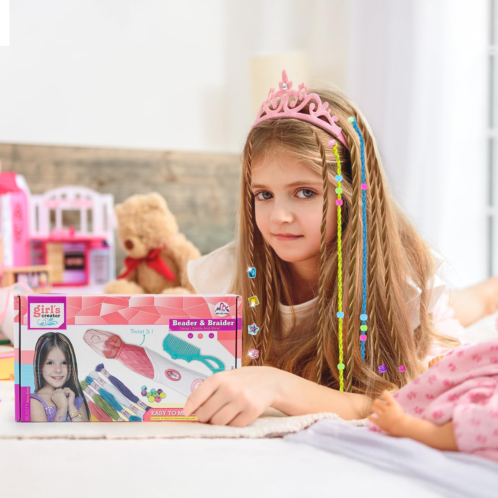 Juguetes de peluquería para niñas, máquina automática de trenzado de cabello y trenzadora de cuerda con accesorios, herramienta de peinado de cabello para niños de 3, 4, 5 a 12 años