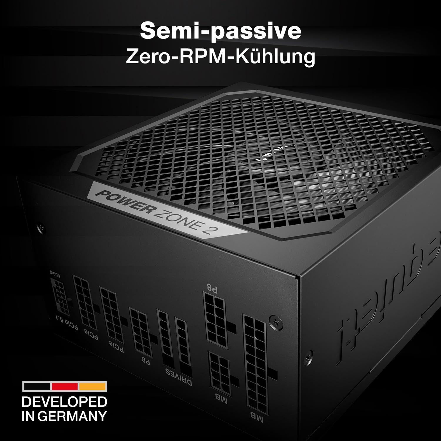 be quiet! Power Zone 2 1000W Netzteil, 80 Plus Platinum und Cybenetics Platinum Zertifizierung, semi-Passive Kühlung, Pure Wings 3 140mm Lüfter, 90° abgewinkelter 12V-2x6-Anschluss, PCIe 5.1/ATX 3.1