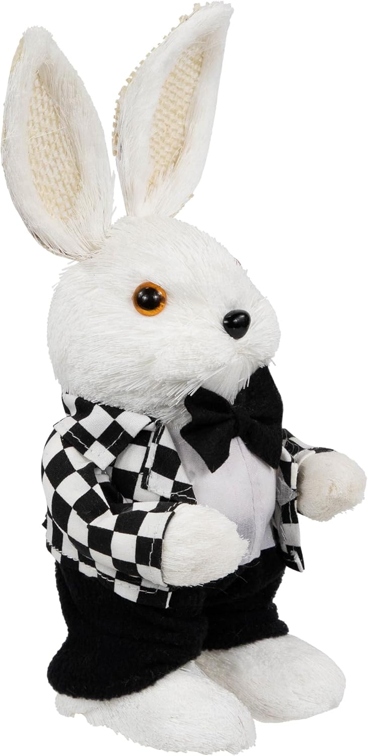 Northlight Boy Easter Rabbit Figurine in Checkered Jacket - 10"
