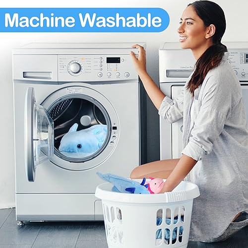 Miniatura 5 de Peluche de ajolote azul con 2 pequeños animales de peluche de ajolote, juego de 3 piezas de animales de peluche suaves con cremalleras, mamá axolote