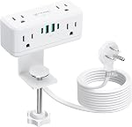 TROND Surge Protector Power Bar with PD 20W USB C, 6 Multiple Outlet 5ft | 900J Desktop Power Bar, Small Flat Plug Extension Cord Indoor, Wall Mount for Dorm Room Home Office Essentials, White