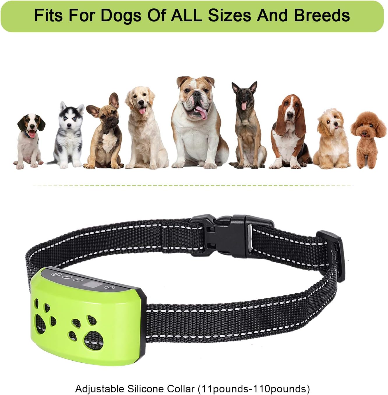AHJDL Bark Collar Adjustable Dog Bark Collar Anti-Barking Collar for Small Medium and Large Dogs