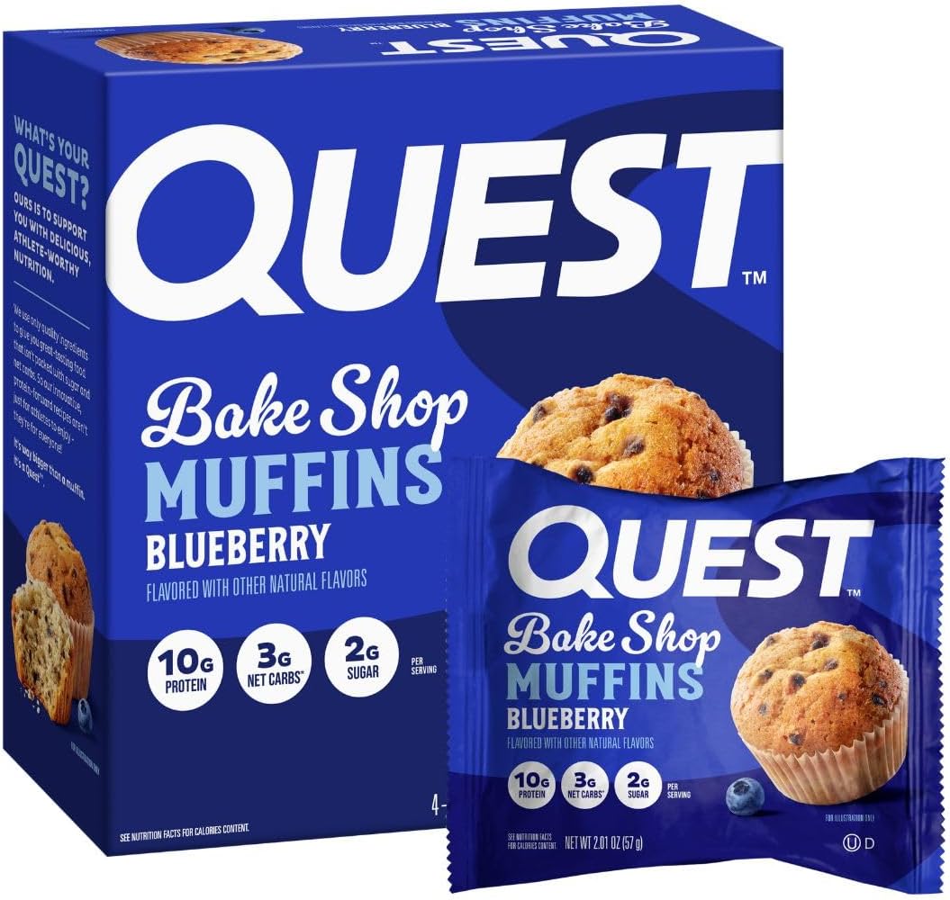 Nutrition Blueberry Muffin, 10g Protein, 3g Net Carb, 2g Sugar, Protein Snack, 4 Count