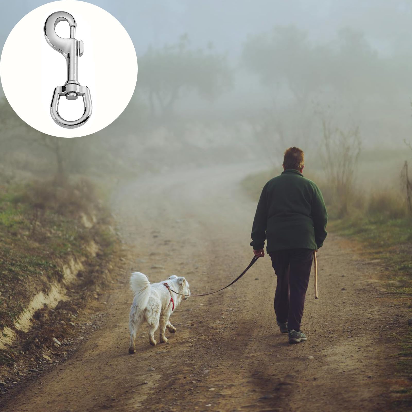 Mosquetones Estables con Giro (2 Unidades) de Acero Inoxidable - Ideal para Llaveros, Correas de Perro y Usos Versátiles