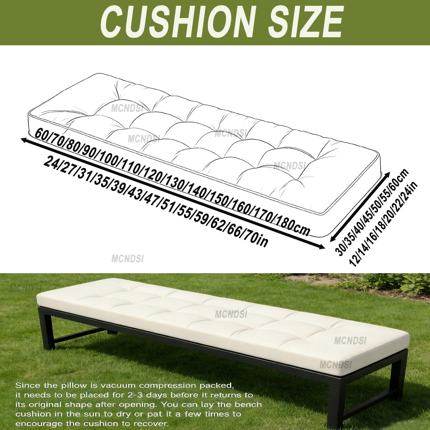 Coussin de Siège de Banc Jardin 100x40 140x40 120x60 120x45 140x50,Coussin de Banc 8 cm d'épaisseur, Coussin de Banc l'intérieur, l'extérieur et Le Patio Assise Coussin(#4,120x60x8cm)