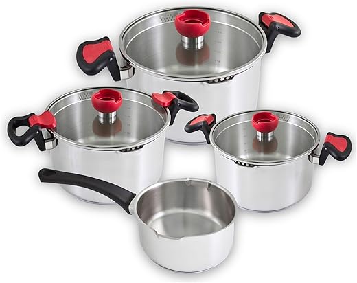 Kopf Nelo Set di Pentole con Aiuto Versatore Intelligente, 4 Pezzi +...