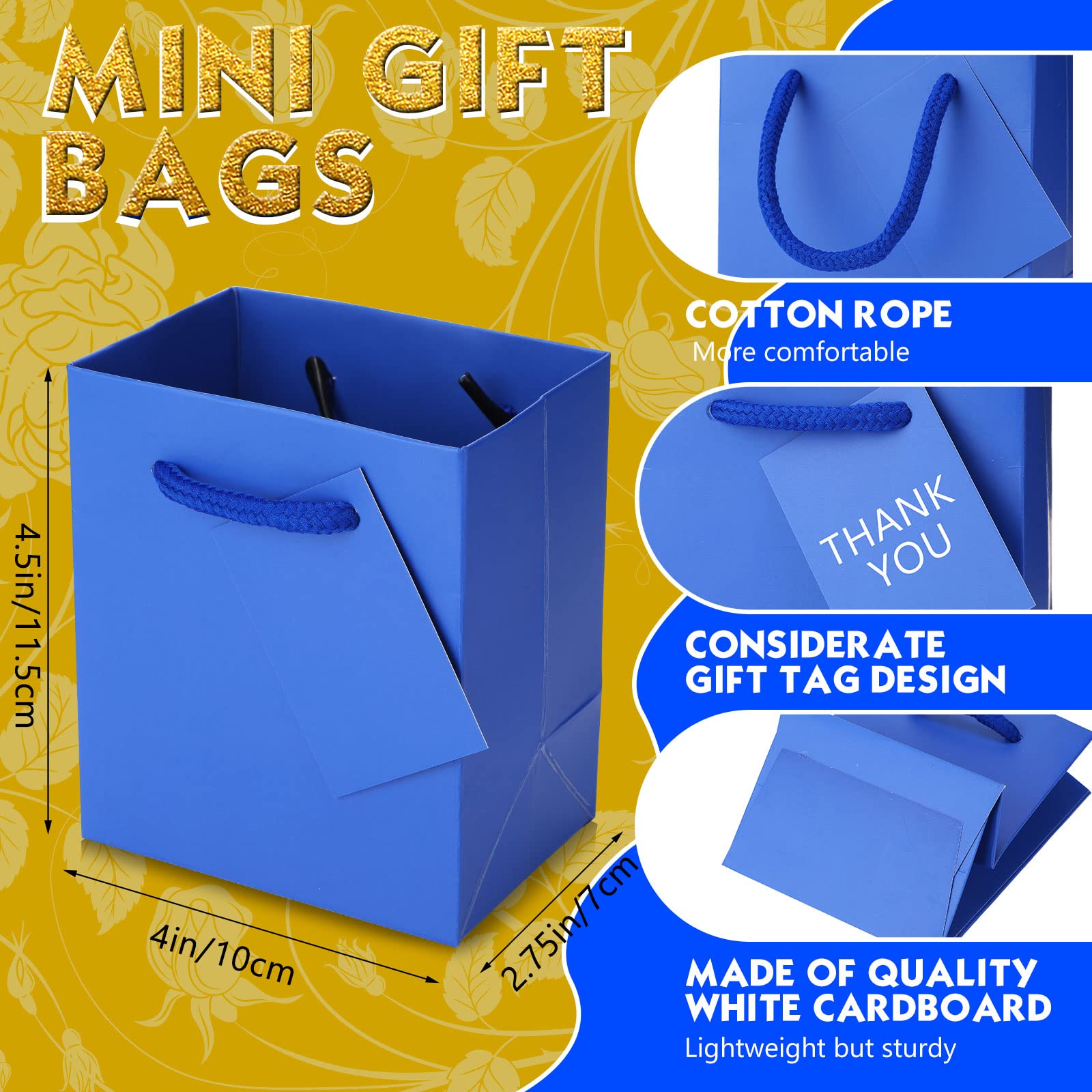 100 Pack Mini Gift Bags Bulk, 4 X 2.75 X 4.5 Inches