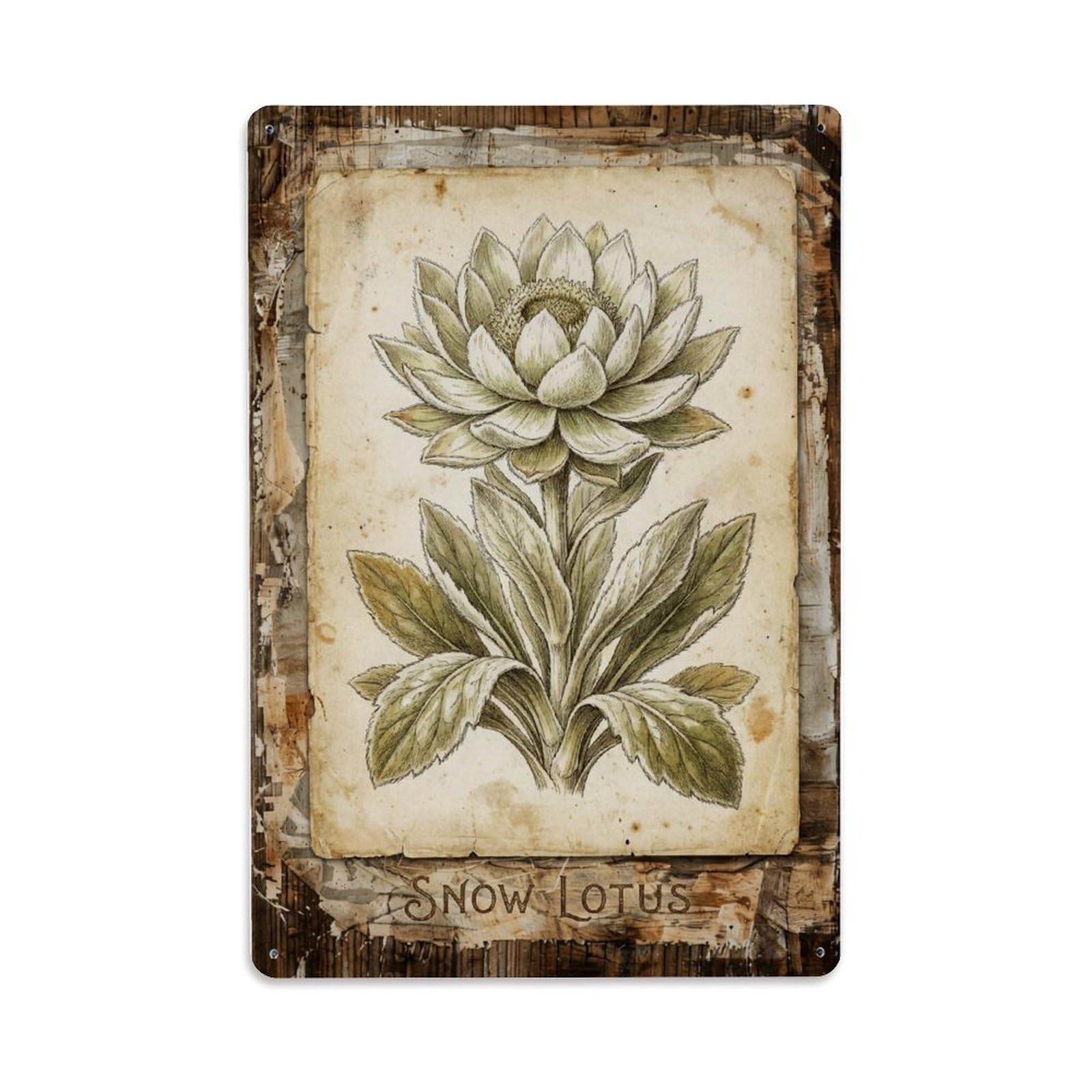 Fqnyr Style Snow Lotus Alpine Metal Tin Sign Plaque Wall Decor For Cafe, Club Bar, Office, Home Garden Metal Poster 8X12inch