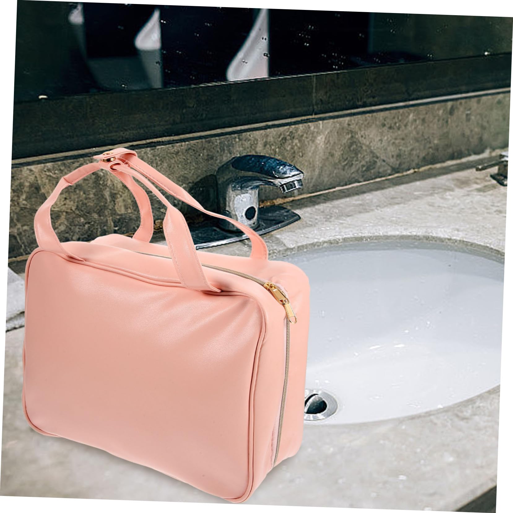 BESTYASH Neceser de Viaje para Mujer, Bolsa Colgante de PU Compartimentos Múltiples y Asa, Adecuado para Guardar Cosméticos en Viajes