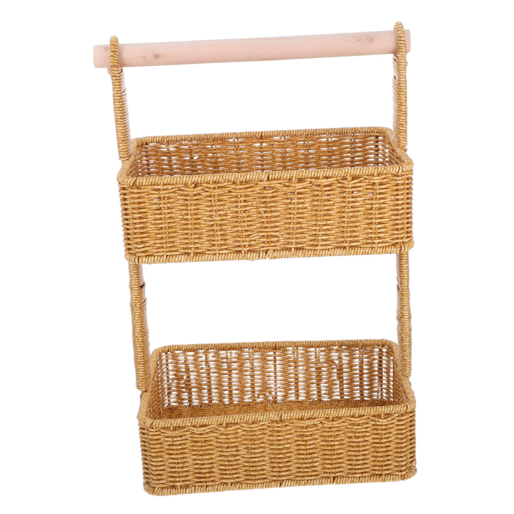 2poziom Dwupoziomowy Woven Storage Basket z Wieszakiem Stylowy Kosz Do Przechowywania Przekąsek Idealny Do Kuchni Łazienki i Sypialni Wykonany z Hyacinty Uniwersalne Rozwiązanie