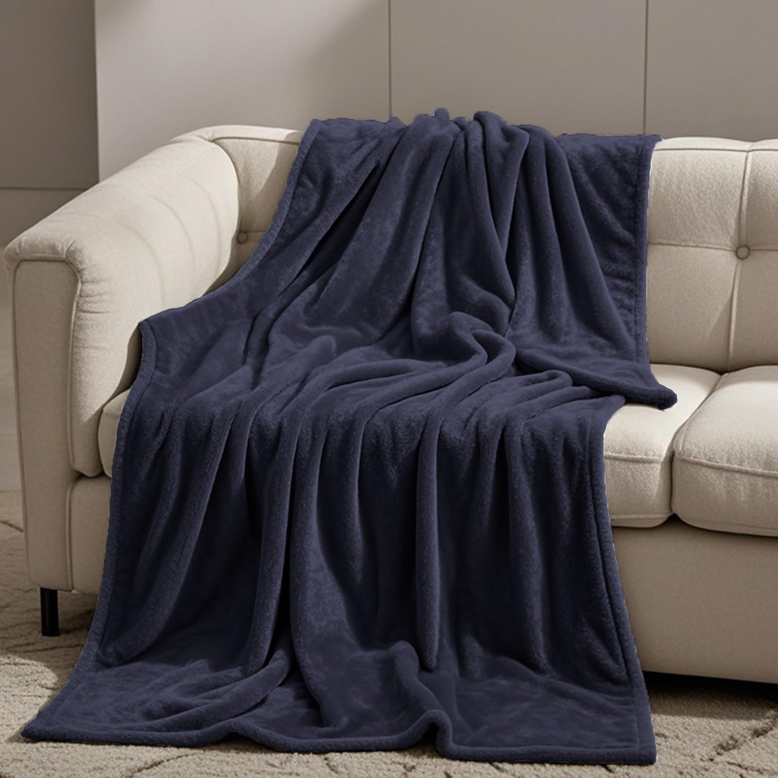 GOUTUI Sofa Throws 160 x 260 cm Silk Touch Double Bed Throws Polyester for Sofa Fluffy Blanket Bed Throw, Dark Grey — image 1