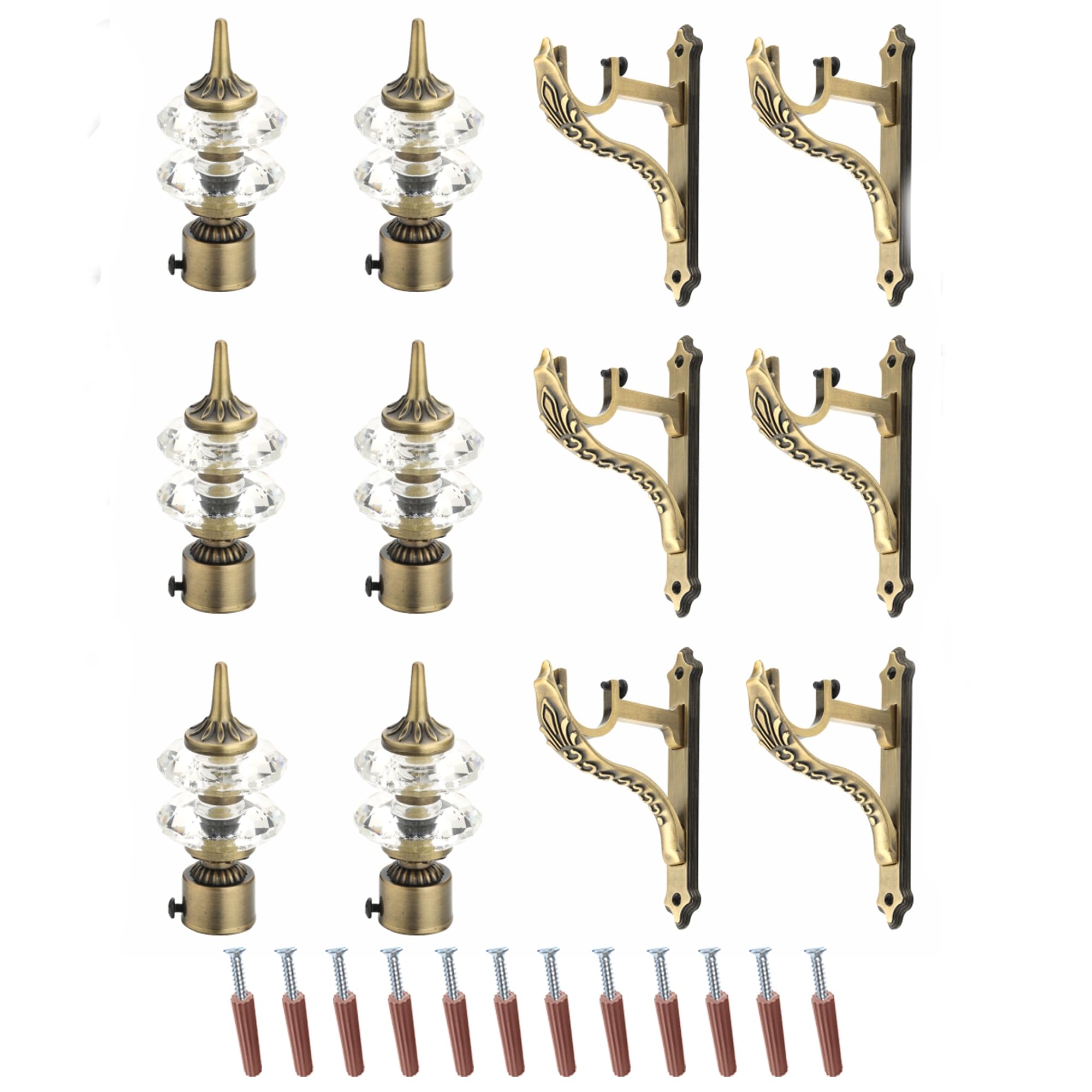 GLOXY ENTERPRISE Aluminium Double Diamond Curtain Brackets Parda Holders with Support Fittings 1 Inch Rod Pocket Finials Designer Door and Window (Antique 3 Pair) (B09QYNCDLY) Amazon Price History, Amazon Price Tracker