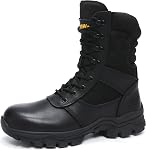 DahWe Men's Steel Toe Work Boots 8" with Side Zipper | Lightweight Comfortable Puncture Resistant for Industrial Construction EMT Warehouse Roofing Mechanic Safety