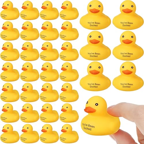 Miniatura 1 de Leitee Patos de goma para patitos con texto en inglés You've Been Ducky, mini patitos de goma amarillos a granel para juguetes de baño, juego de