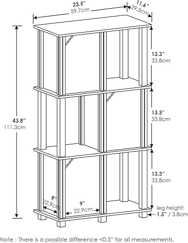 Miniatura 3 de FURINNO Brahms Estante de almacenamiento, 4 niveles, roble francés grisnegro