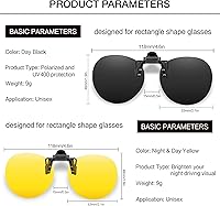 Vista 3 de SPLAKS Clip-on Flip Up Polarized Sunglasses Rimless Over Prescription Glasses for Men Women