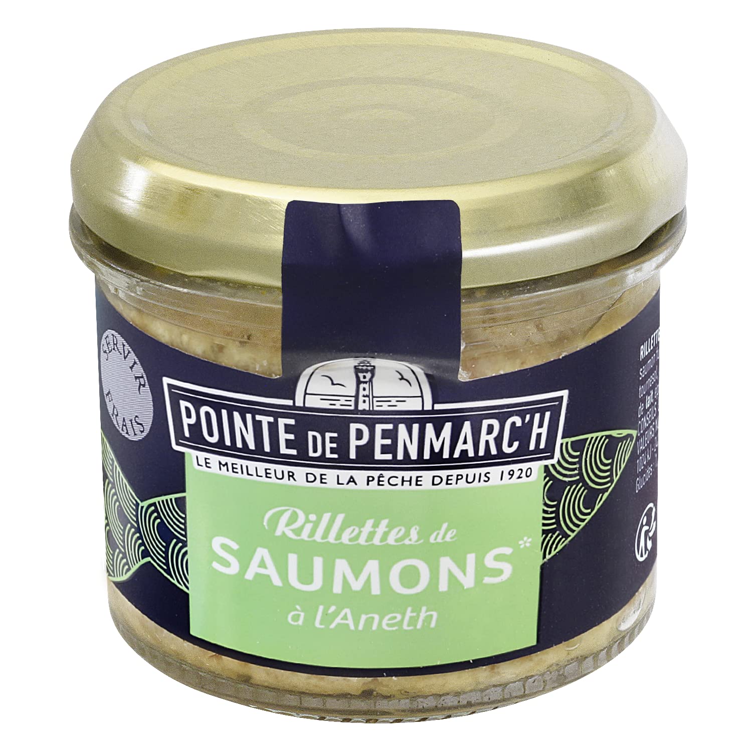 Rillettes de saumons à l'aneth Pointe de Penmarc'h le lot de 4 verrines de 100 g - Livraison en 2 à 3 jours ouvrés depuis la Bretagne