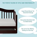 Dream On Me Lit de jour pour tout-petits en Espresso – Greenguard Or & Baby Safety Alliance certifié, conception basse à flottante, rail amovible de protection de sécurité, finition non toxique, comprend tiroir de rangement