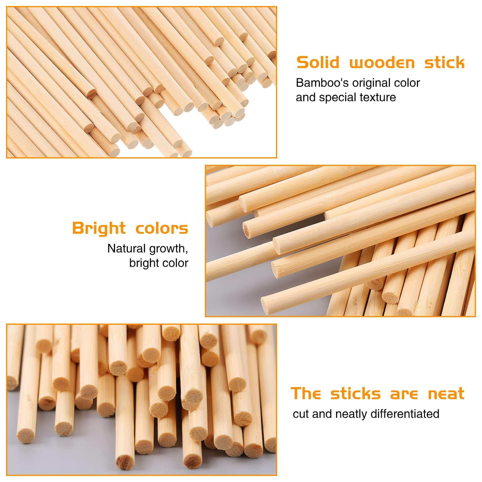 50PCS Natural Wooden Dowel Rods 250mm x 5mm, Unfinished Hardwood Craft Sticks for DIY Arts & Crafts, School Projects, Model Making - Image 4