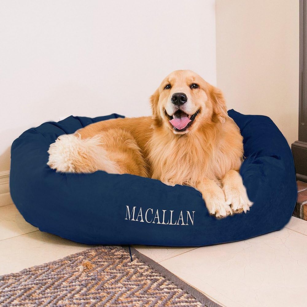 Majestic Pet Personalized Bagel Dog Bed - Machine Washable - Soft Comfortable Sleeping Mat - Durable Supportive Cushion Custom…