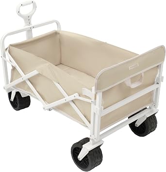 SUNNYLiFE Oyster Oyster Beach Cart, Heavy Duty Steel Frame, PP and Iron with 600 Doxford Material, Foldable, 37.4 x 29.53 x 21.65 inches, Rear Opening, 75 kg Load Capacity, PVC Wheels