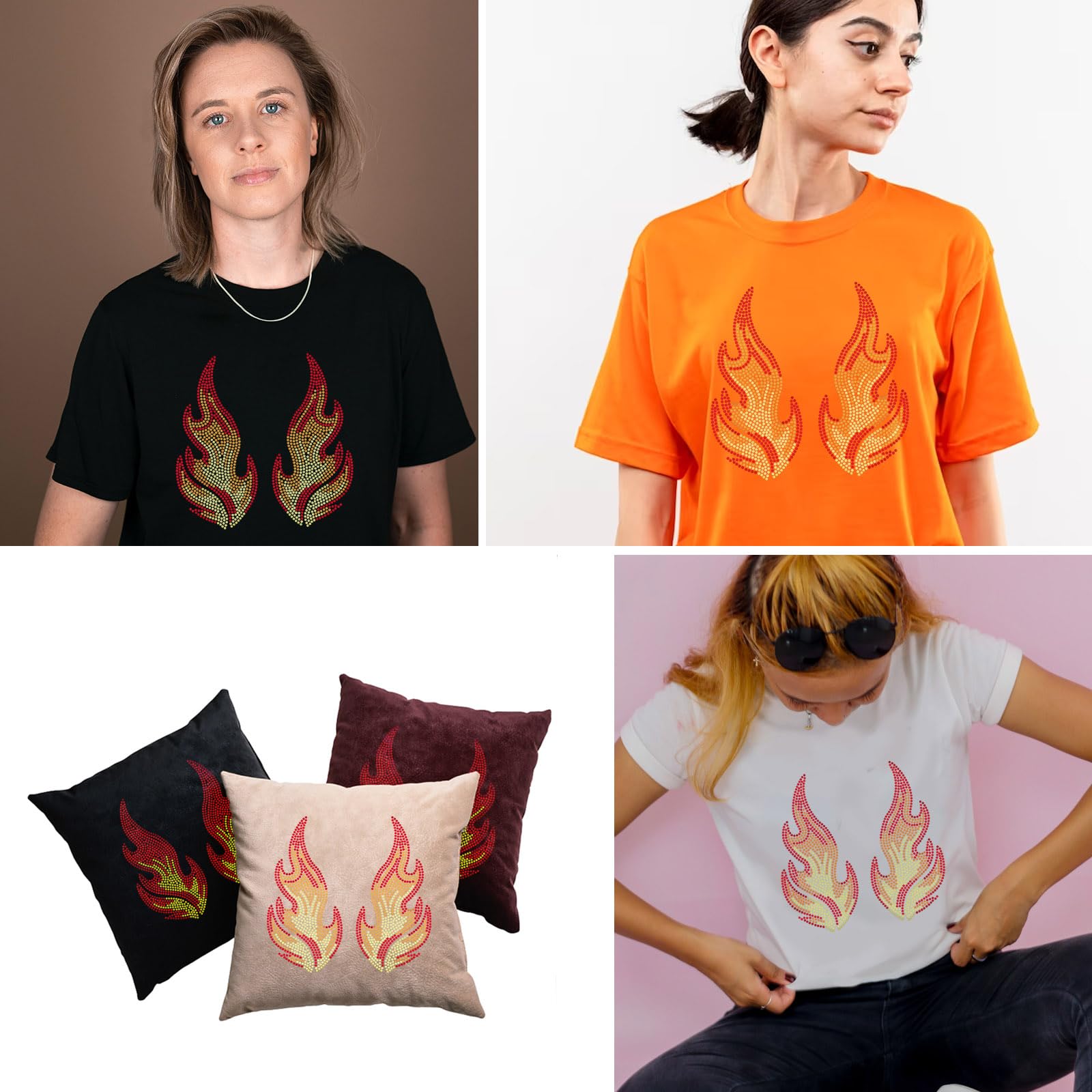 Amazon.com: ORIGACH Flames Rhinestone Iron on Hotfix Transfer