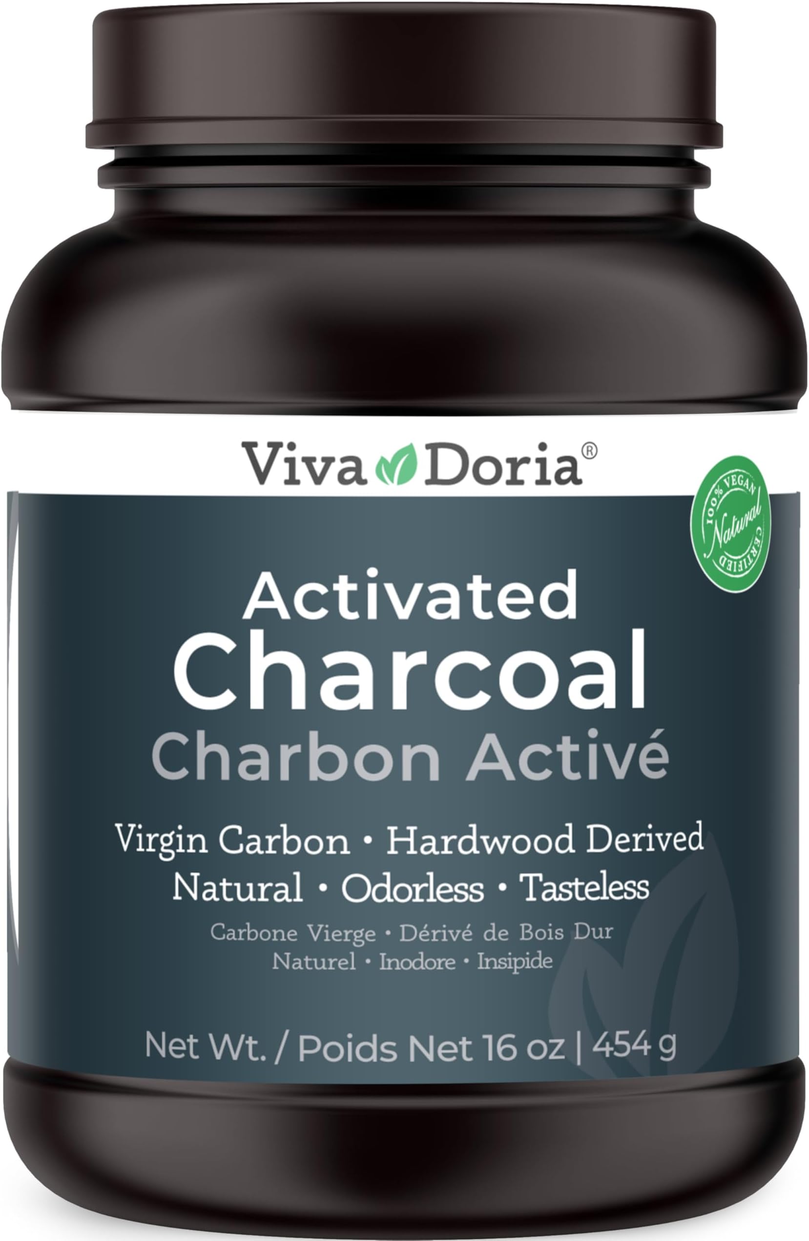 Virgin Activated Charcoal Powder - Food Grade, 1 lb (16 oz) by VIVADORIA