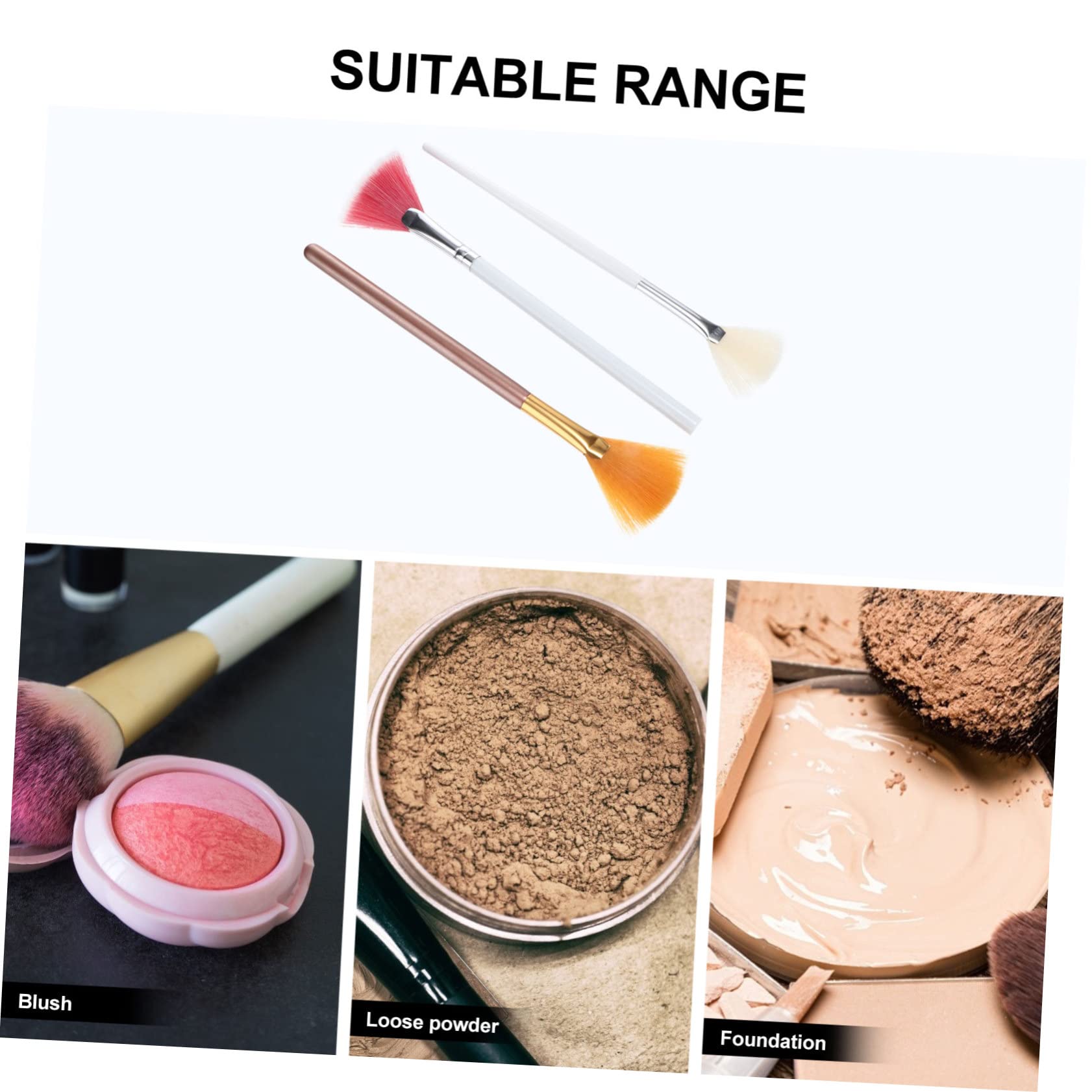 ABOOFAN 15pezzi Spazzole Fan-shaped Per Applicatori Per Illuminante e Blush Per Rosa Per Cosmetici