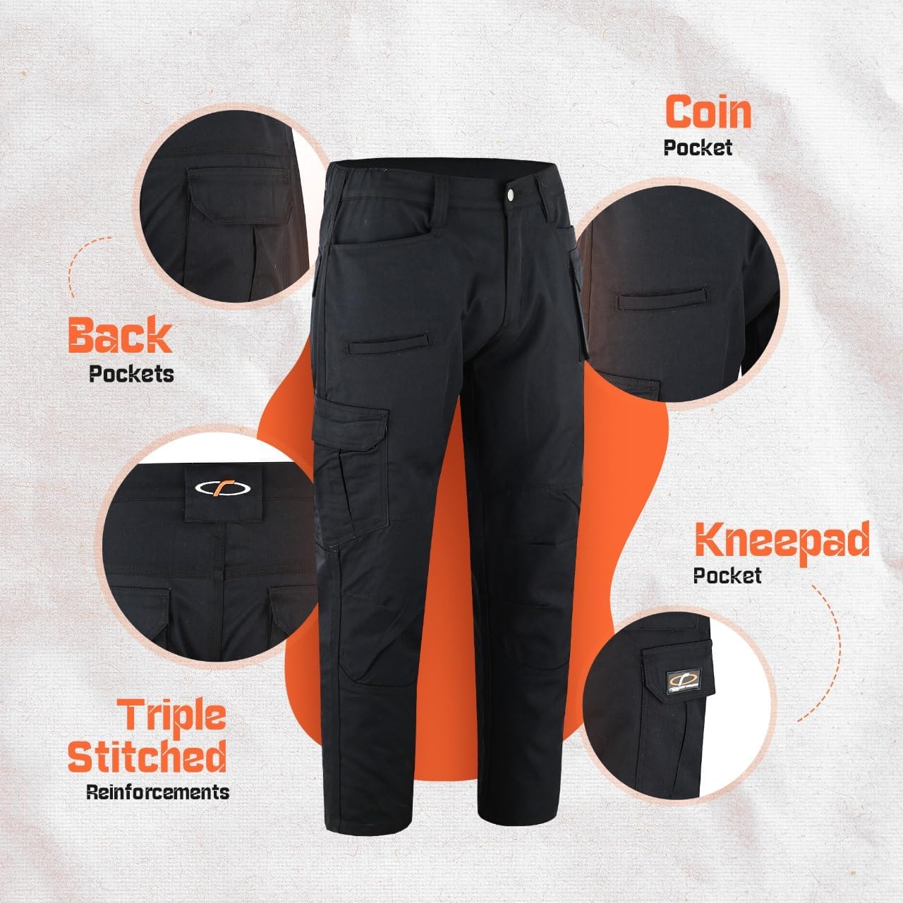 Mens Tactical Pants Elasticated Waist Water Resistant Cargo Pants for Men Work Construction Boot Cut Relaxed Fit