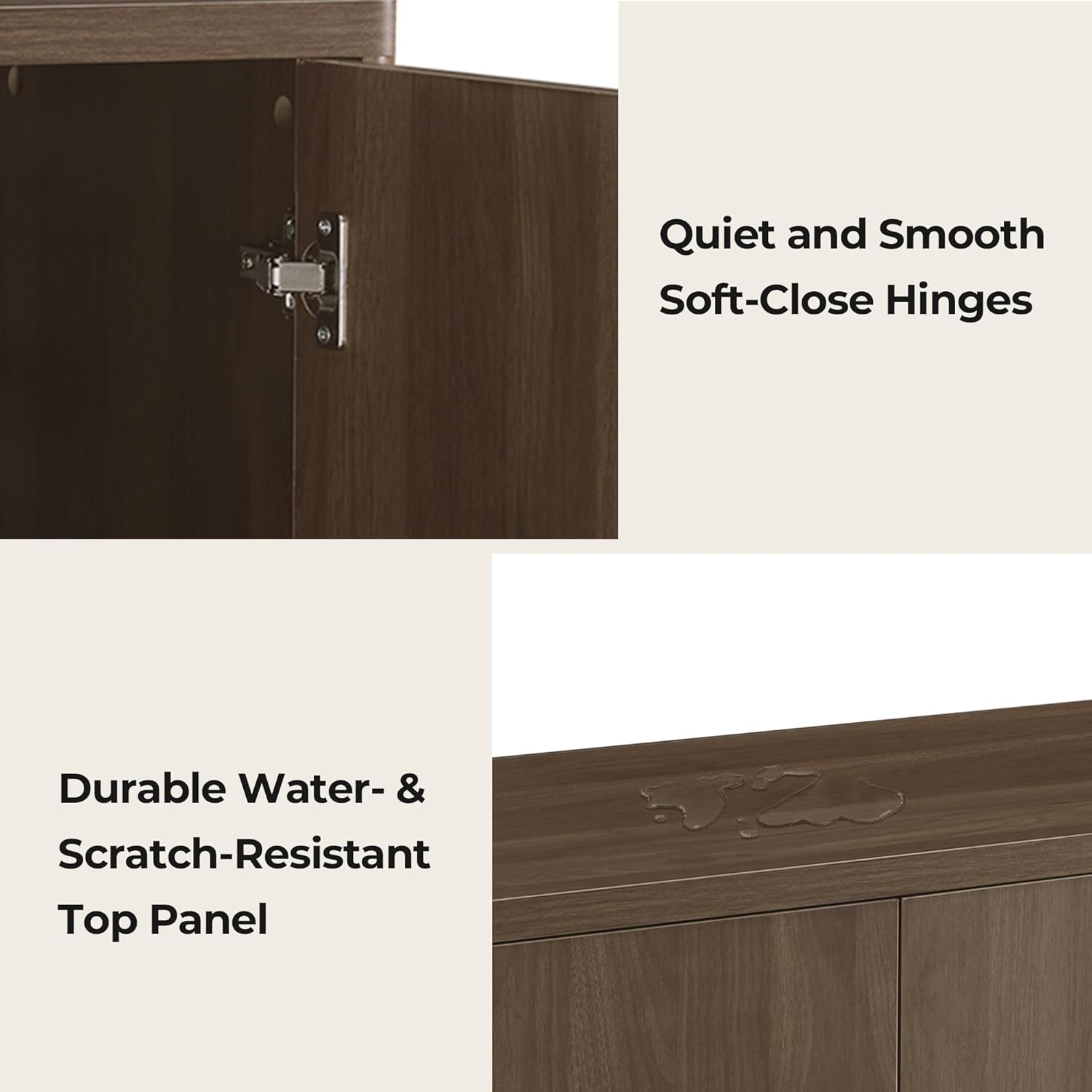 CHITA Sideboard Buffet Cabinet with Storage, Small Storage Cabinet with Doors and Shelves for Living Room Accent, Bar, Kitchen, Walnut